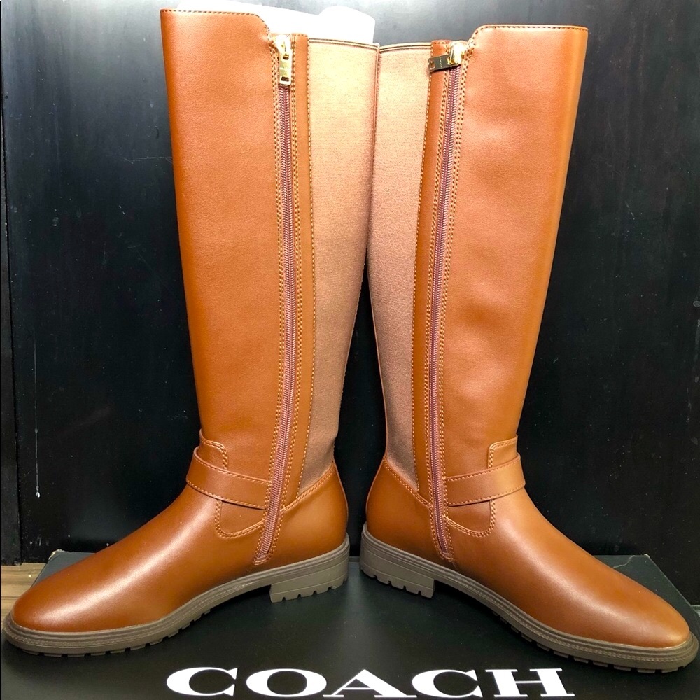 Farrah Tall Leather Boots Size 6.5B WALNUT Color